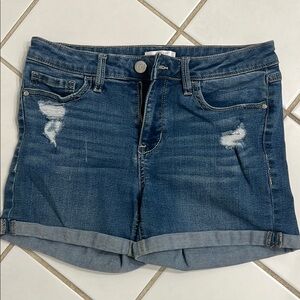 LC Lauren Conrad Blue Jean Shorts with Distressed Details